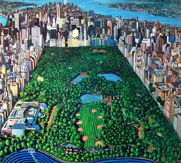 Central Park from the air - Linear Painting by Prakash N Chandras