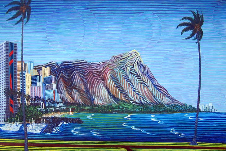 Diamondhead, Hawaii - Linear Painting by Prakash N Chandras