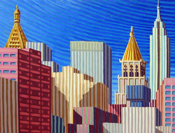 The Empire State from The Roof - Linear Painting by Prakash N Chandras