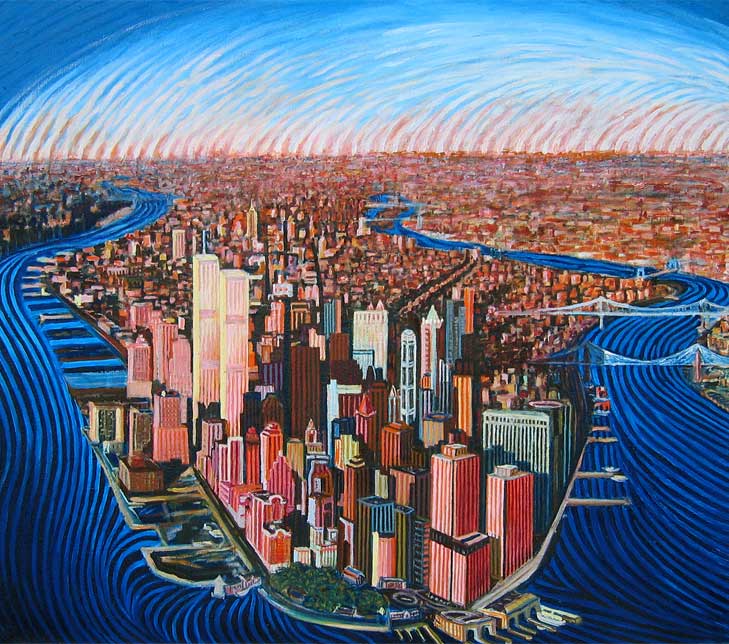 Lower Manhattan - Linear Painting by Prakash N Chandras