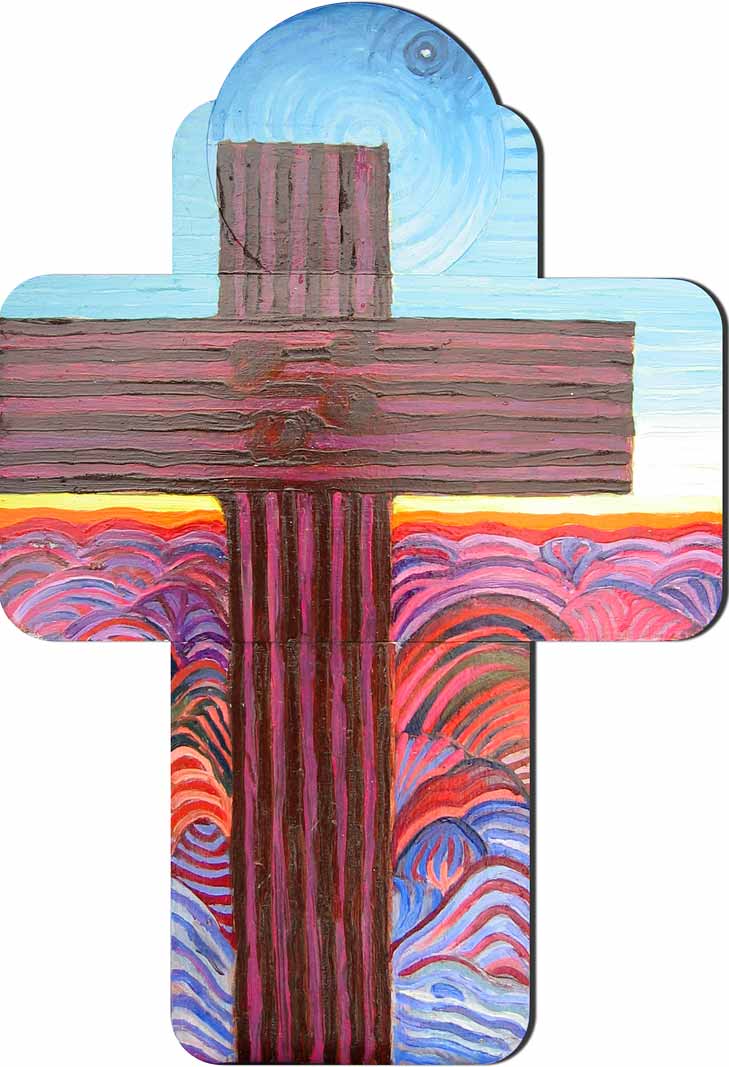 New Mexico Black Cross - Linear Painting by Prakash N Chandras