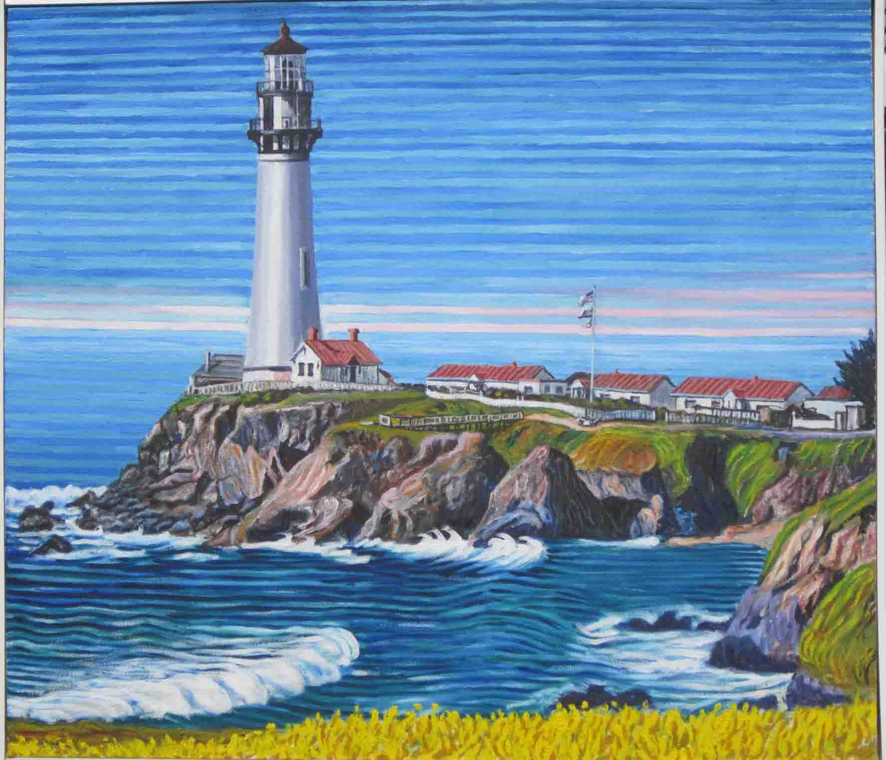 Pigeon point lighthouse - Linear Painting - Prakash N Chandras