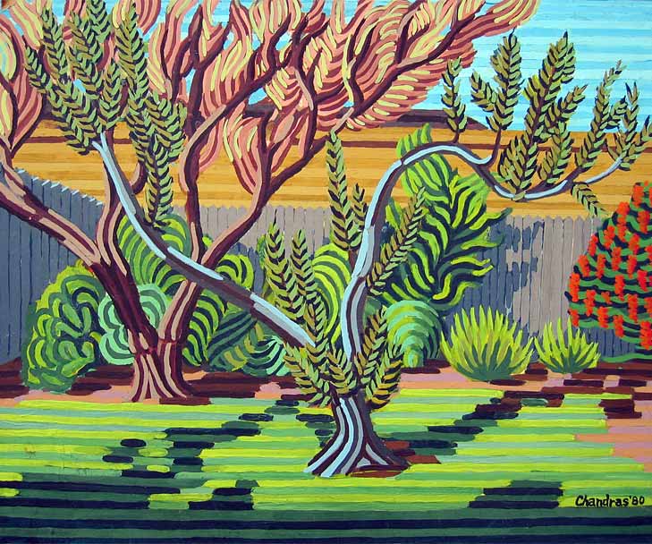 San Jose Backyard - Linear Painting by Prakash N Chandras