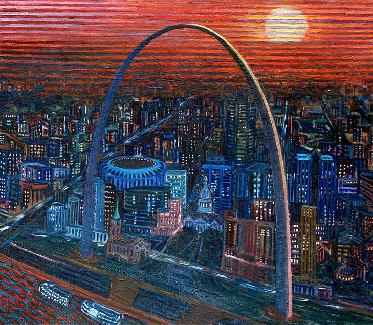 St. Louis Arch - Linear Painting by Prakash N Chandras